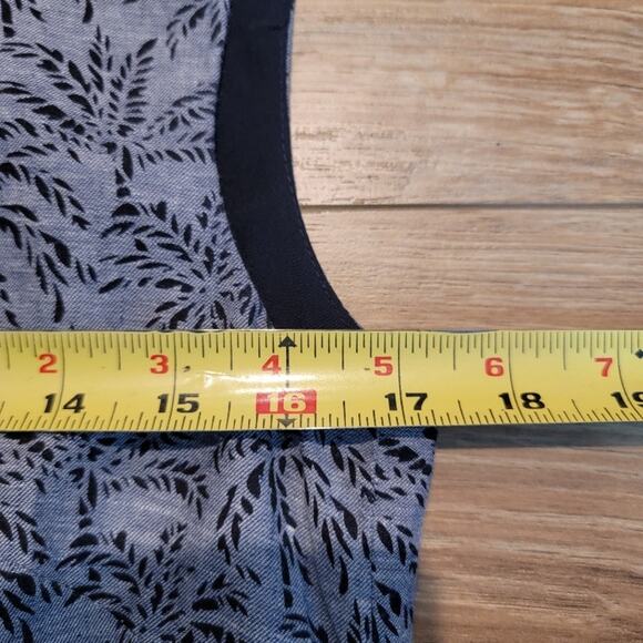 J Crew Blue Linen Dress Sz 4 Women's Floral Sleeveless Lined Career Office - Picture 10 of 11